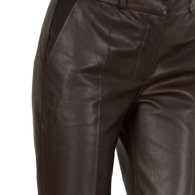 Setron Kahve Kadın Deri Pantolon