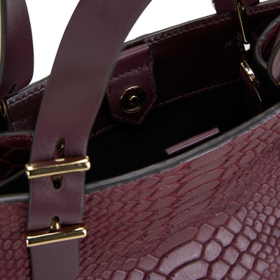 Seven Small Bordo Kadın Yılan Derisi Omuz Çantası