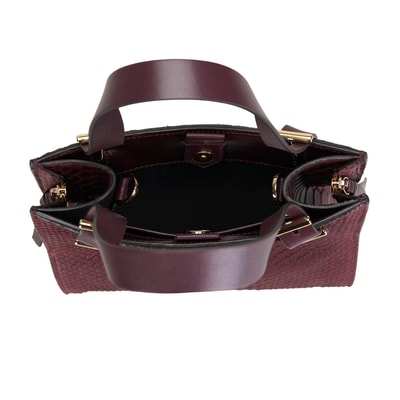 Seven Small Bordo Kadın Yılan Derisi Omuz Çantası