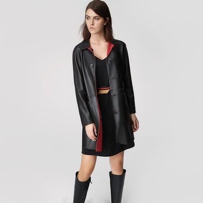Simonetta Kadın Çift Taraflı Deri Pardösü