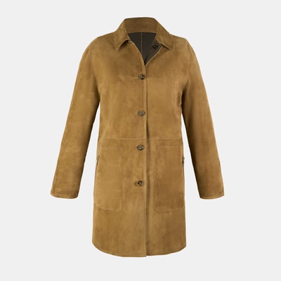 Simonetta Yeşil Kadın Çift Taraflı Deri Pardösü