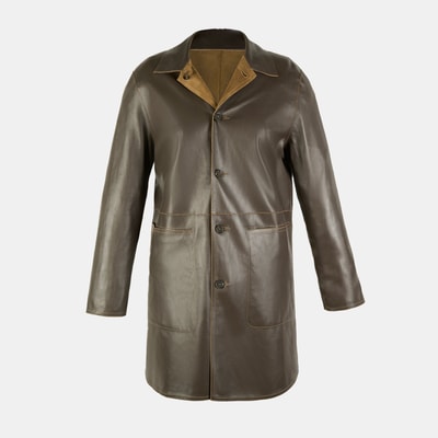 Simonetta Yeşil Kadın Çift Taraflı Deri Pardösü