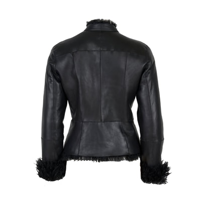 Sirus Siyah Kadın Çift Taraflı Kürk Ceket