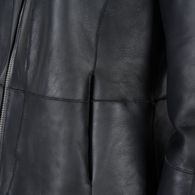 Sirus Siyah Kadın Çift Taraflı Kürk Ceket