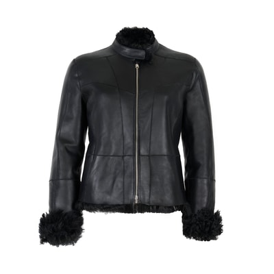 Sirus Siyah Kadın Çift Taraflı Kürk Ceket