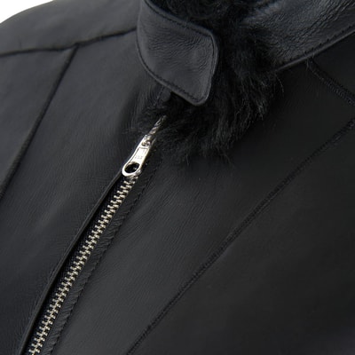 Sirus Siyah Kadın Çift Taraflı Kürk Ceket