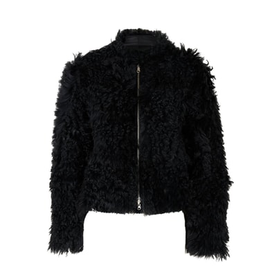 Sirus Siyah Kadın Çift Taraflı Kürk Ceket
