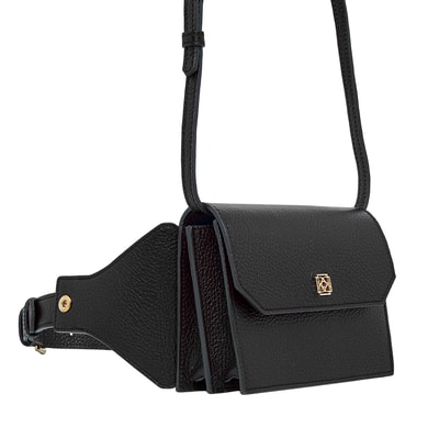 Siyah Aliz Kadın Deri Bel Çantası