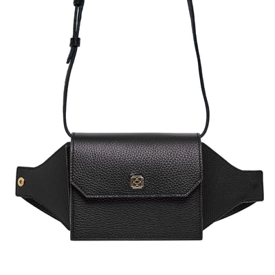 Siyah Aliz Kadın Deri Bel Çantası