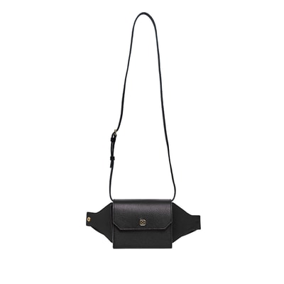 Siyah Aliz Kadın Deri Bel Çantası