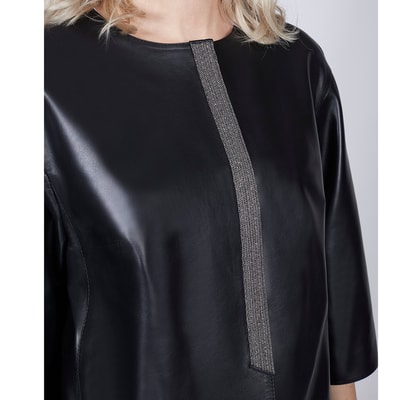 Siyah Amadora Kadın Deri Ceket