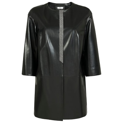 Siyah Amadora Kadın Deri Ceket