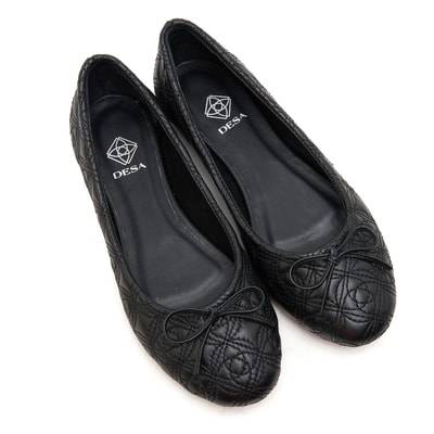 Siyah Ballerin Kadın Deri Babet