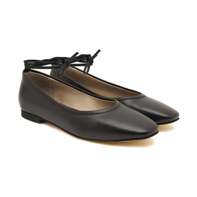 Siyah Basilo Kadın Deri Babet