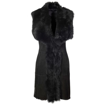 Siyah Bibiana Kadın Kürk Yelek