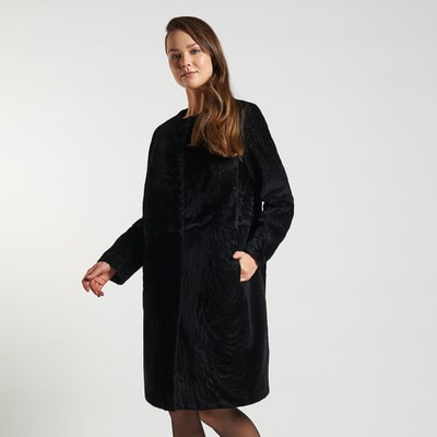 Siyah Celile Kadın Kürk Kaban