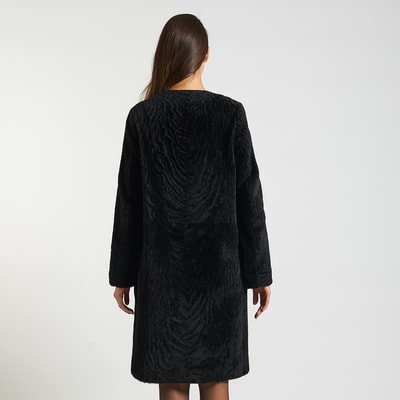 Siyah Celile Kadın Kürk Kaban