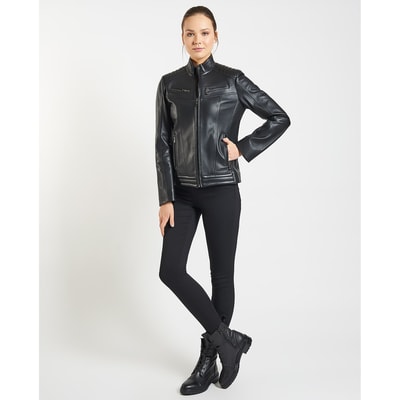 Siyah Connor Kadın Deri Ceket