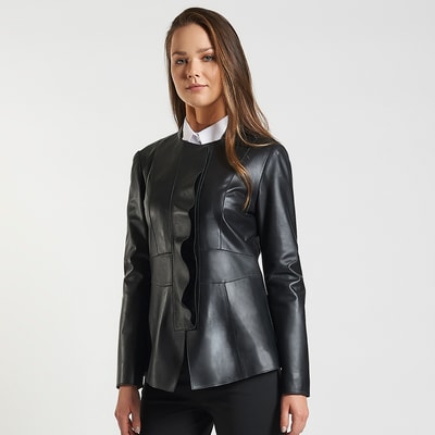 Siyah Duvessa Kadın Deri Ceket