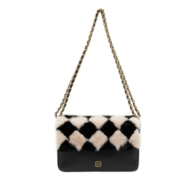 Siyah Eimer Kadın Zincir Detaylı Deri Omuz Çantası