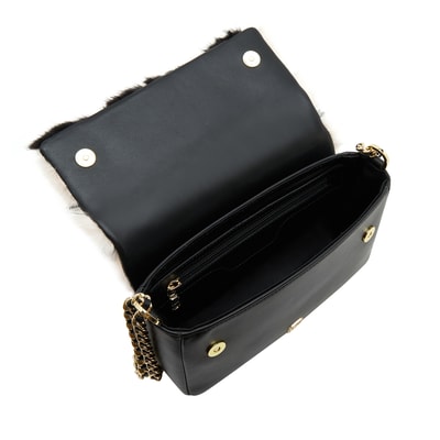 Siyah Eimer Kadın Zincir Detaylı Deri Omuz Çantası