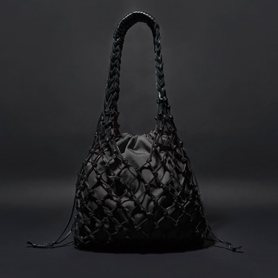 Siyah El Emeği Örgü Deri Çanta