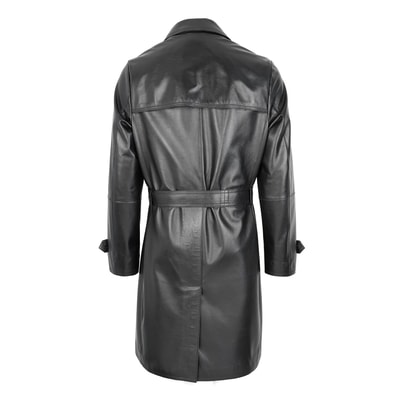 Siyah Erkek Deri Trençkot