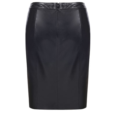 Siyah Fausto Kadın Deri Kalem Etek