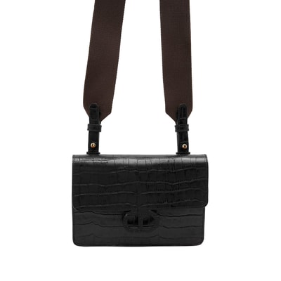 Siyah Fels Kadın Deri Omuz Askılı Çanta