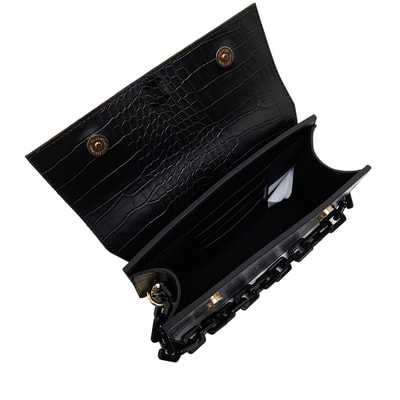 Siyah Fisole Zincir Detaylı Kadın Omuz Çantası