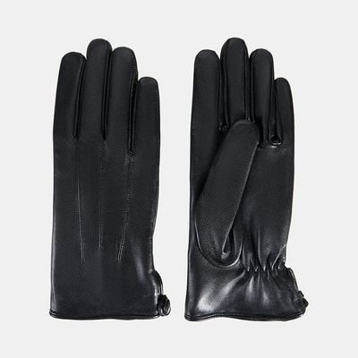 Siyah Kadın Deri Eldiven