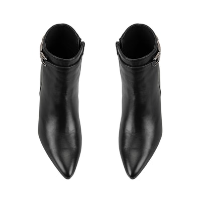 Siyah Kadın DesaComfort Toka Aksesuarlı Topuklu Deri Bot