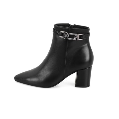 Siyah Kadın DesaComfort Toka Aksesuarlı Topuklu Deri Bot