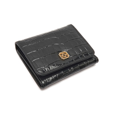 Siyah Kadın Kroko Baskılı Deri Cüzdan