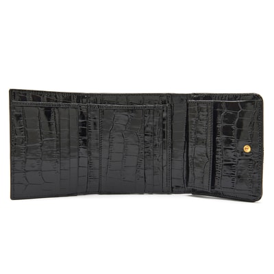Siyah Kadın Kroko Baskılı Deri Cüzdan