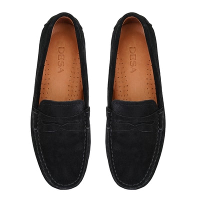 Siyah Kadın Süet Deri Loafer