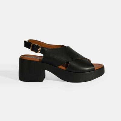 Siyah Kadın Toka Detaylı Deri Sandalet