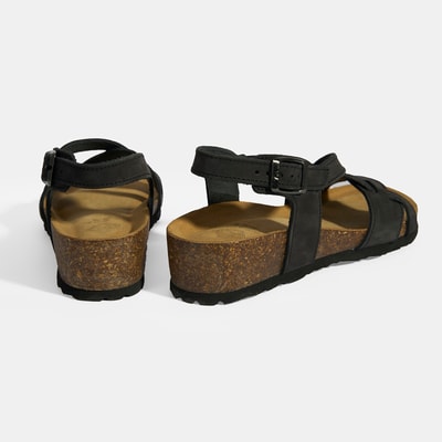 Siyah Kadın Toka Detaylı Süet Sandalet