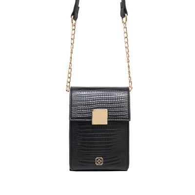 Siyah Lewis Zincir Detaylı Kadın Omuz Çantası