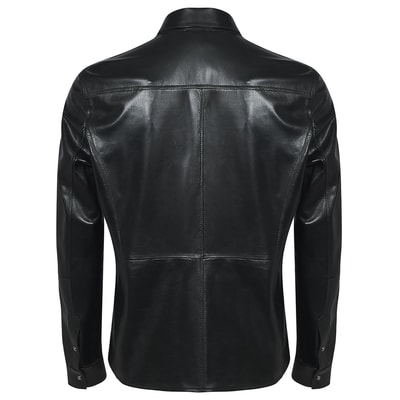 Siyah Mateja Erkek Deri Gömlek