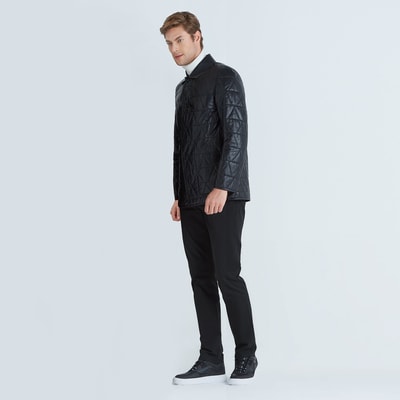 Siyah Maurio Erkek Deri Mont