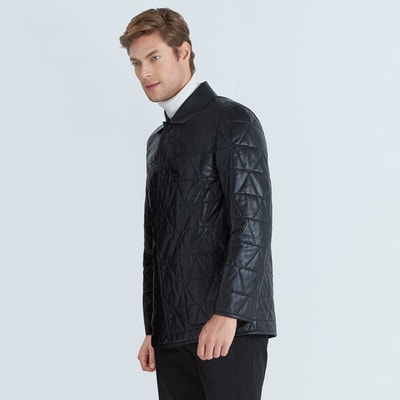 Siyah Maurio Erkek Deri Mont