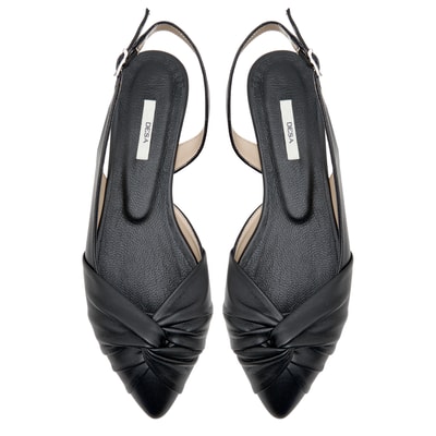 Siyah Nodo Kadın Deri Babet