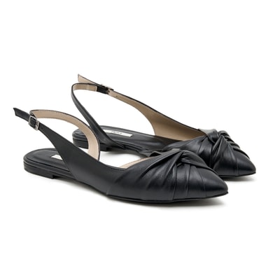 Siyah Nodo Kadın Deri Babet