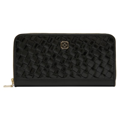 Siyah Örgü Deri Kadın Cüzdan