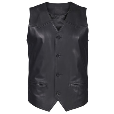 Siyah Pedro Erkek Deri Yelek