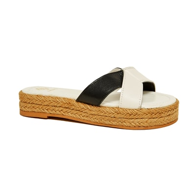 Siyah Senta Kadın Deri Terlik