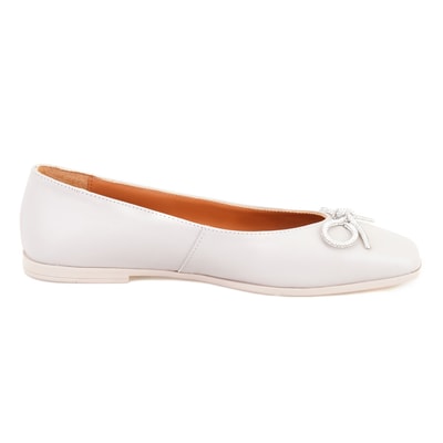 Swena Gri Kadın Fiyonklu Deri Babet