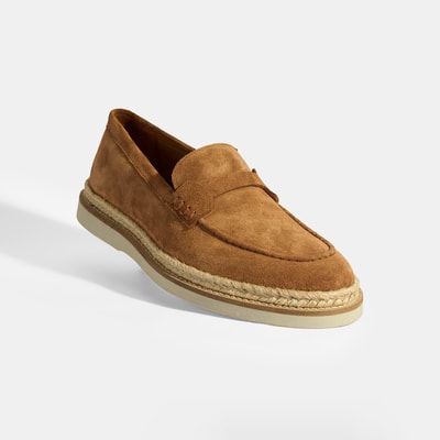 Taba Erkek Örgü Detaylı Süet Loafer