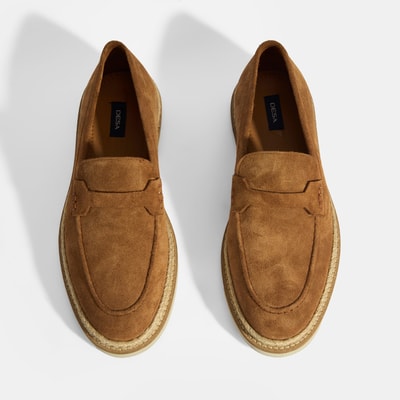 Taba Erkek Örgü Detaylı Süet Loafer